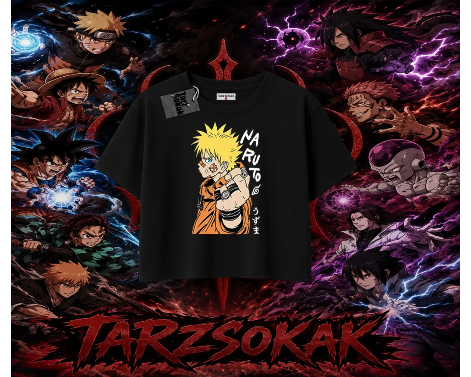 Naruto Uzumaki Premium Anime Kadın Crop Tişört Beyaz