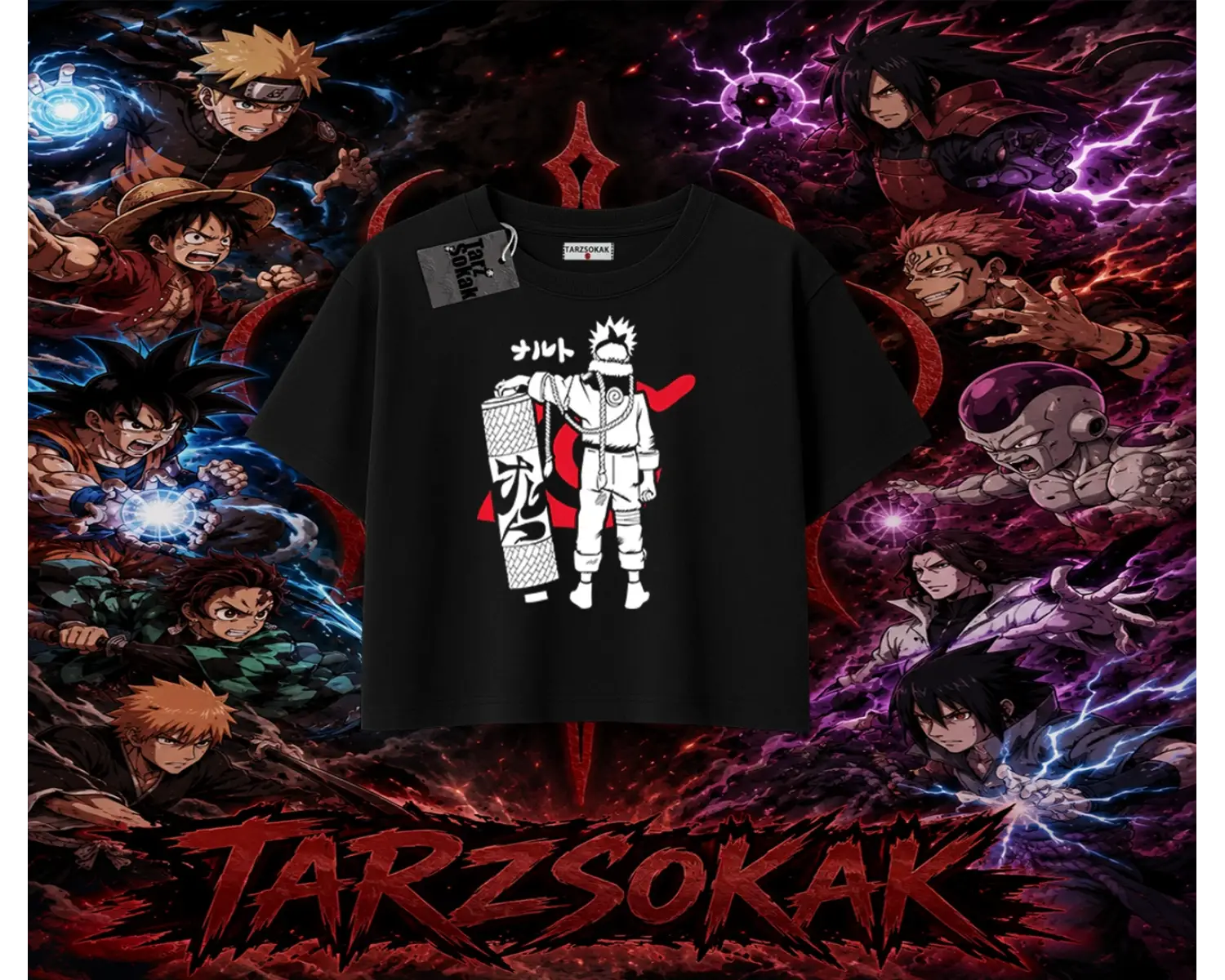 Naruto Uzumaki Premium Anime Kadın Crop Tişört Beyaz