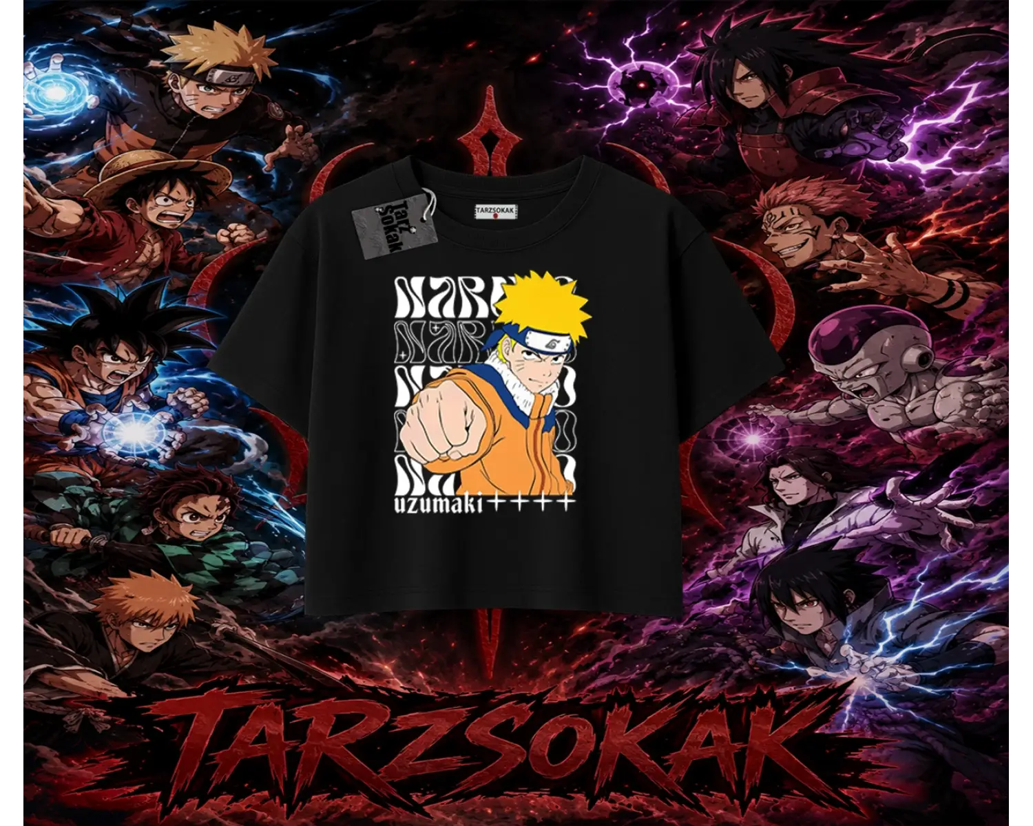 Naruto Uzumaki Premium Anime Kadın Crop Tişört Beyaz