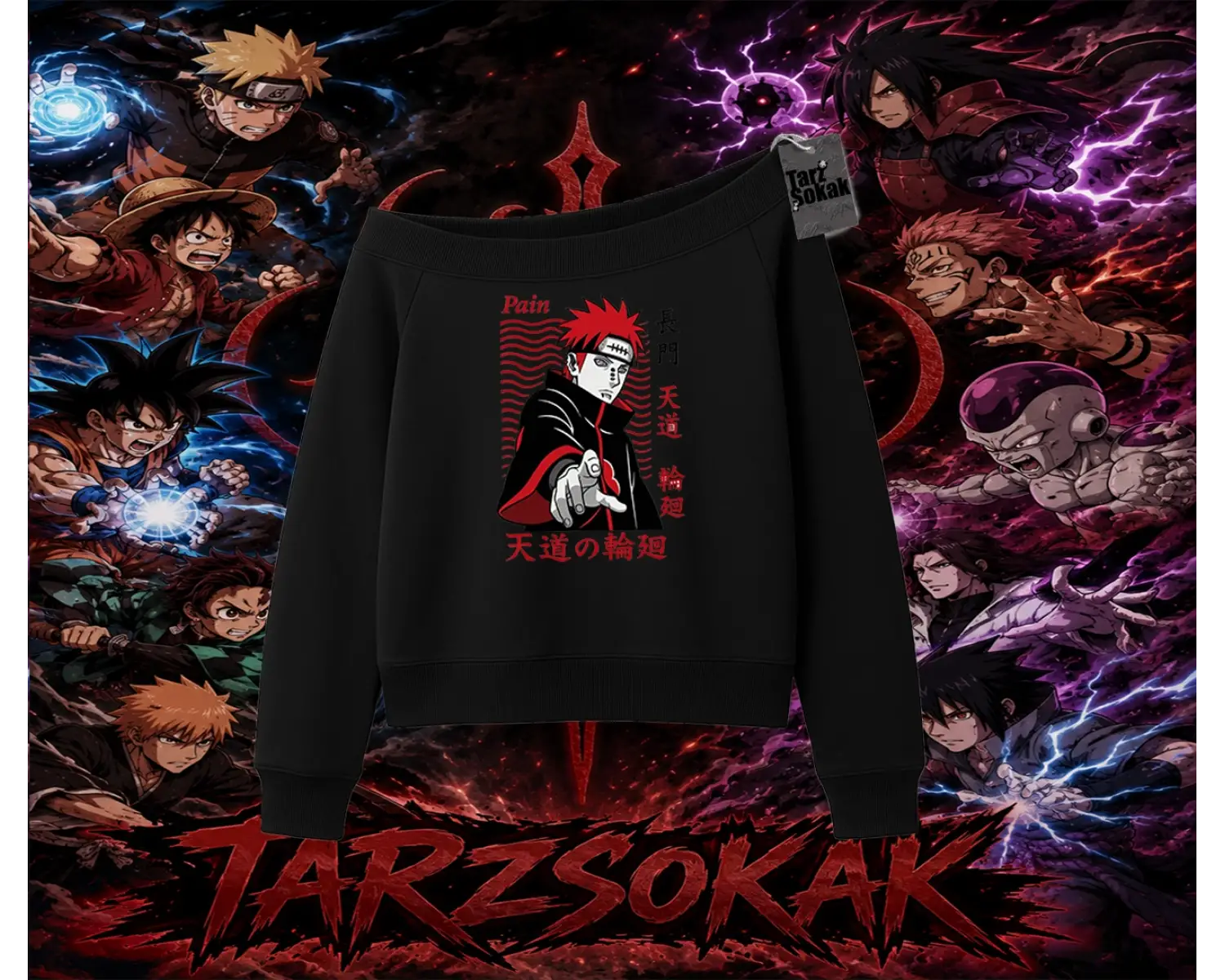 Naruto Uzumaki Premium Anime Kadın Kayık Yaka Sweatshirt Beyaz