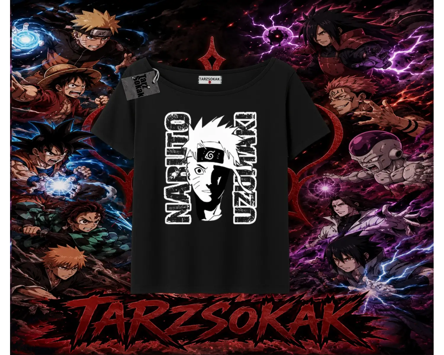 Naruto Uzumaki Premium Anime Kadın Kayık Yaka Tişört Beyaz
