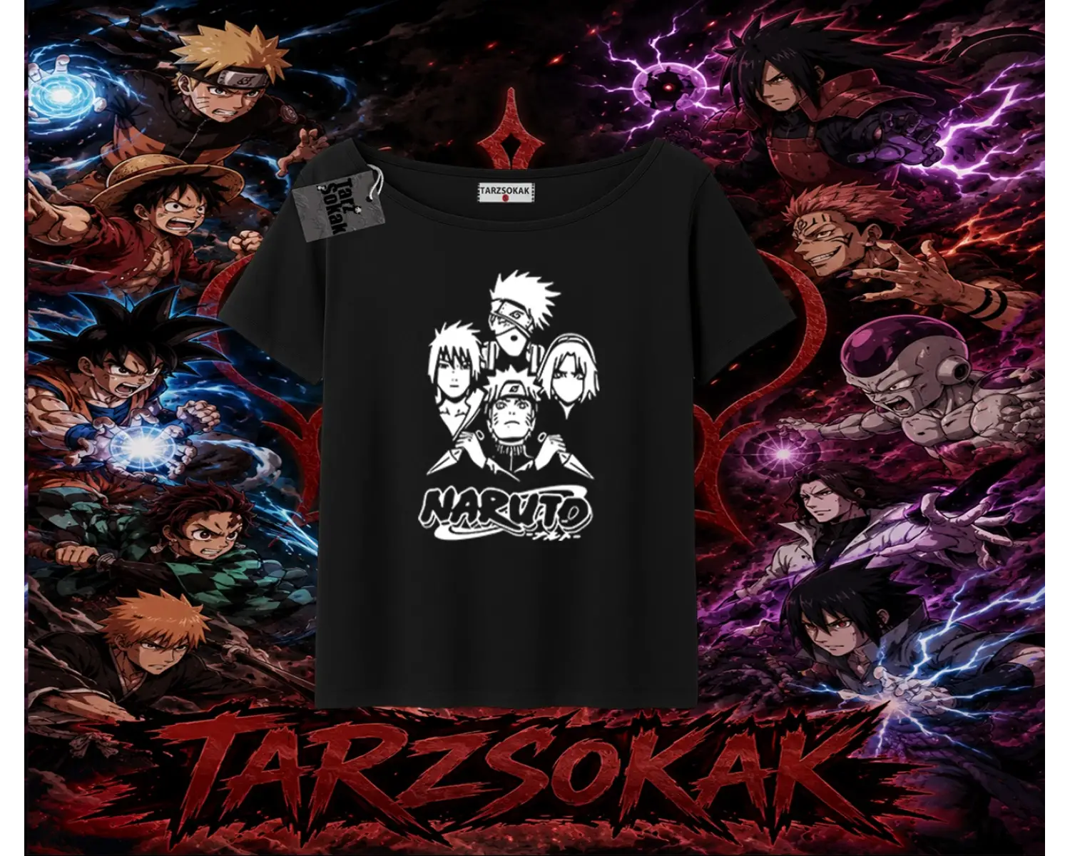 Naruto Uzumaki Premium Anime Kadın Kayık Yaka Tişört Beyaz