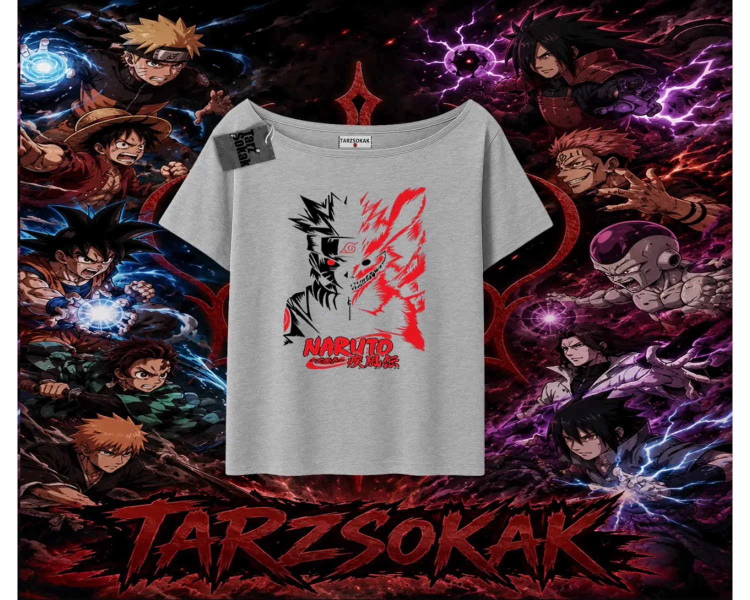 Naruto Uzumaki Premium Anime Kadın Kayık Yaka Tişört Beyaz