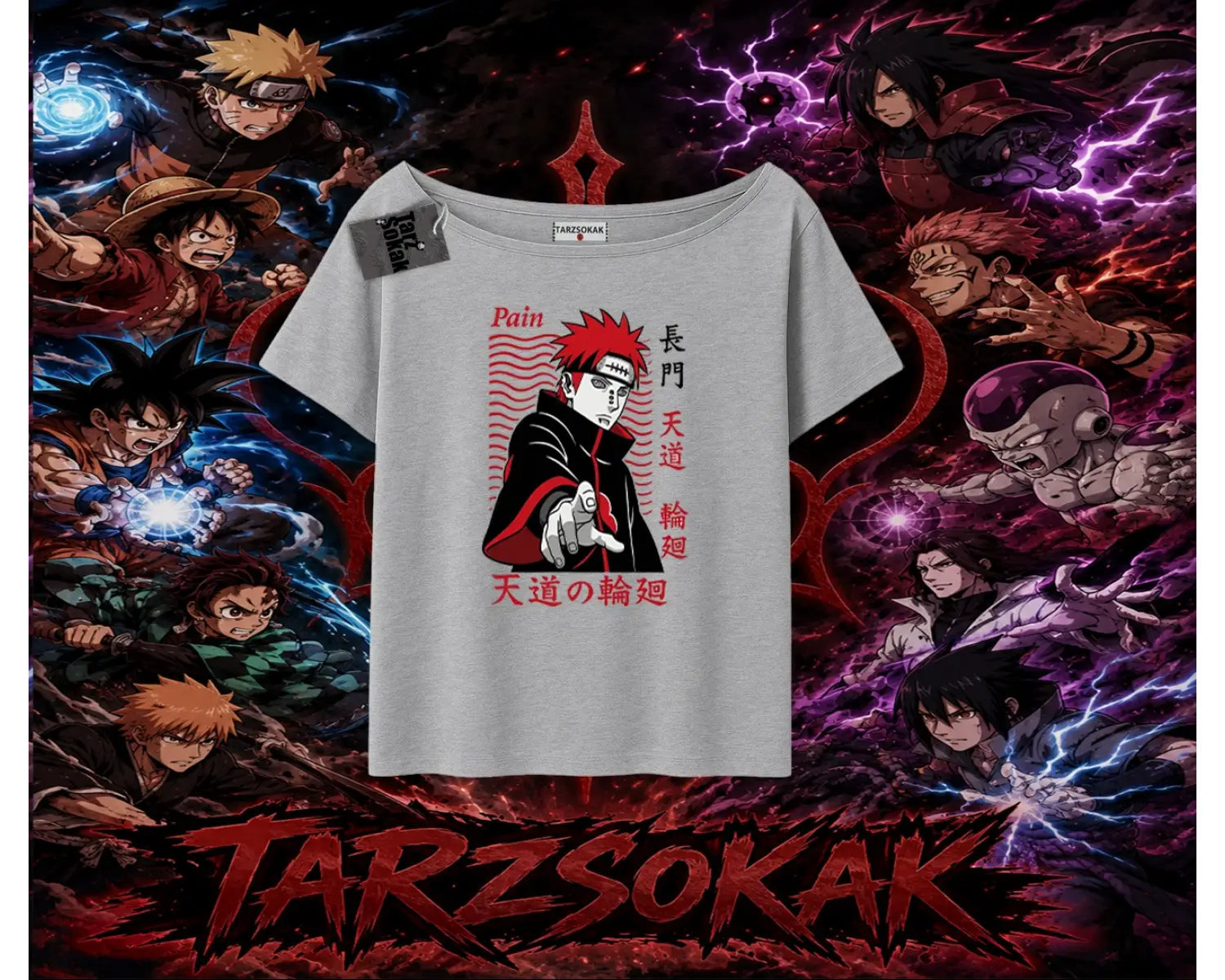 Naruto Uzumaki Premium Anime Kadın Kayık Yaka Tişört Beyaz