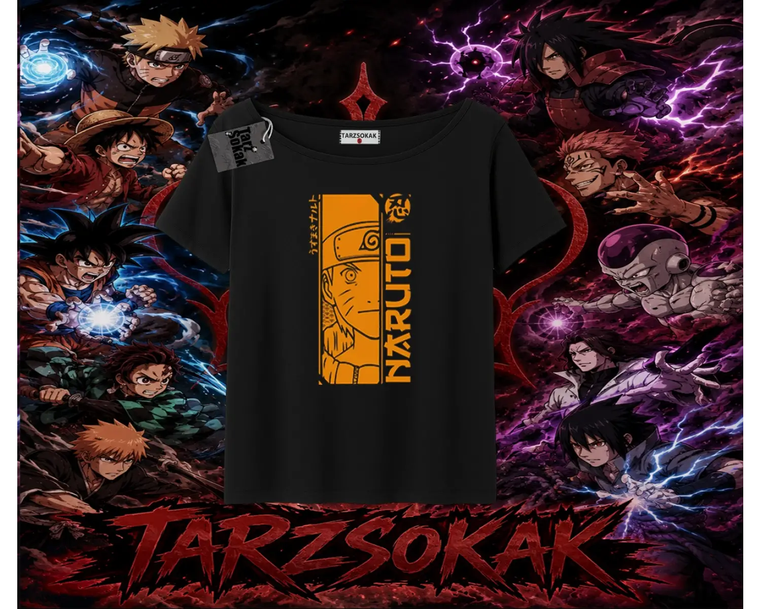 Naruto Uzumaki Premium Anime Kadın Kayık Yaka Tişört Beyaz