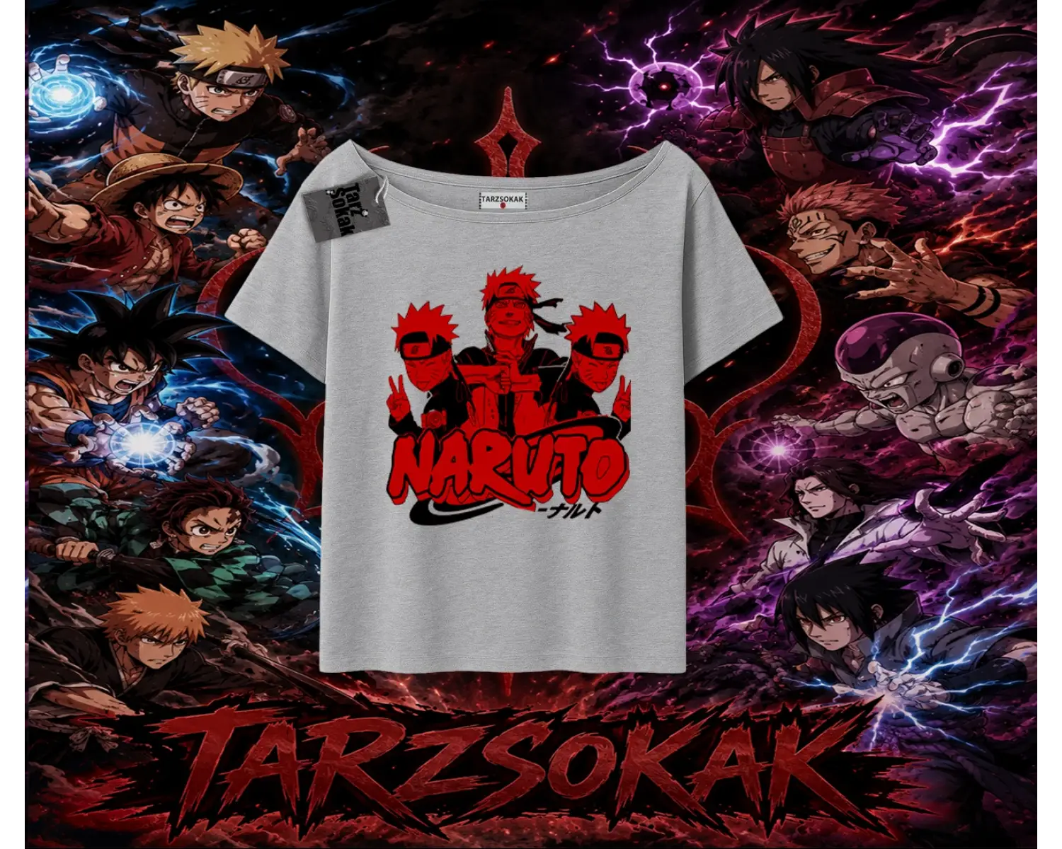 Naruto Uzumaki Premium Anime Kadın Kayık Yaka Tişört Beyaz