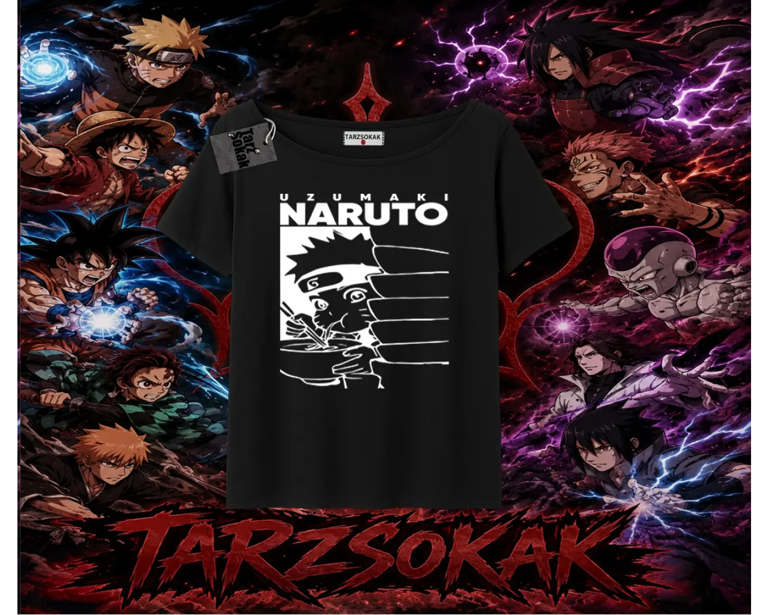 Naruto Uzumaki Premium Anime Kadın Kayık Yaka Tişört Beyaz