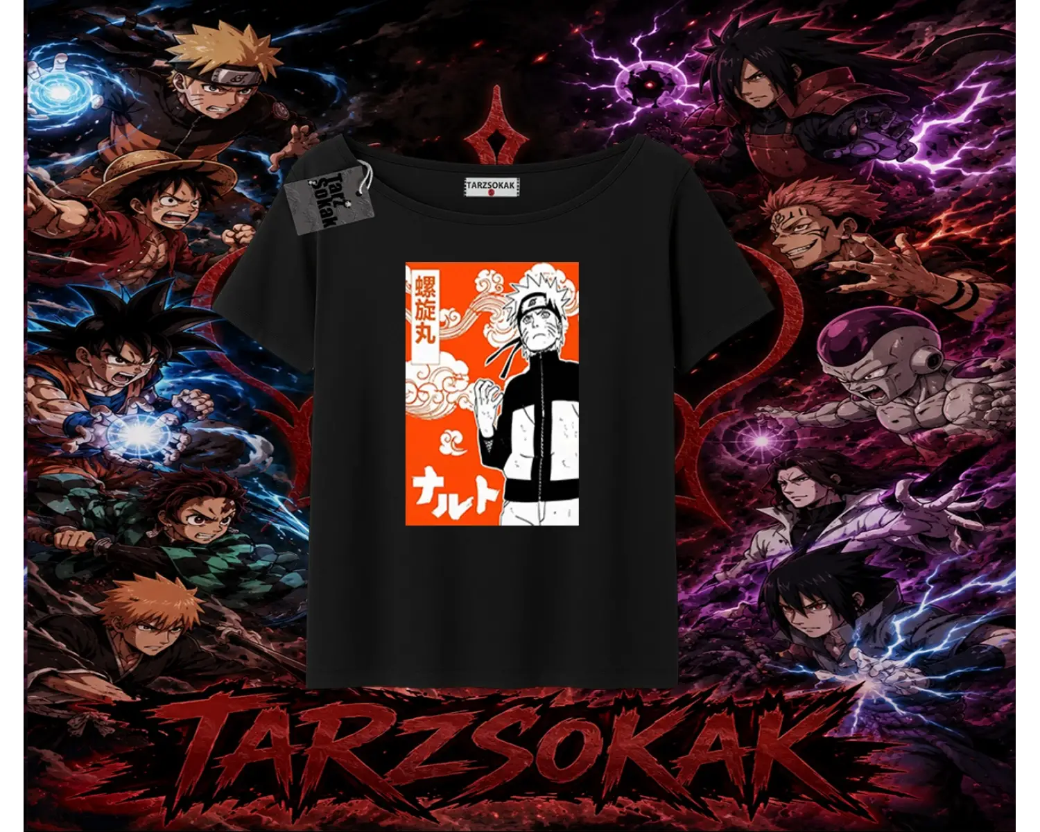 Naruto Uzumaki Premium Anime Kadın Kayık Yaka Tişört Beyaz