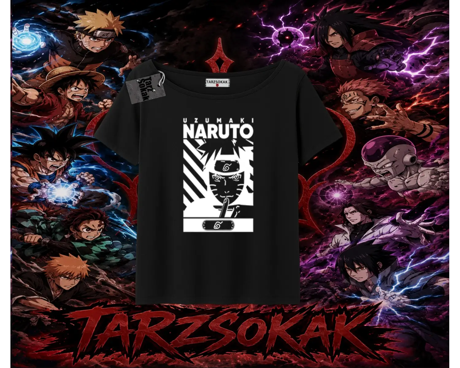 Naruto Uzumaki Premium Anime Kadın Kayık Yaka Tişört Beyaz