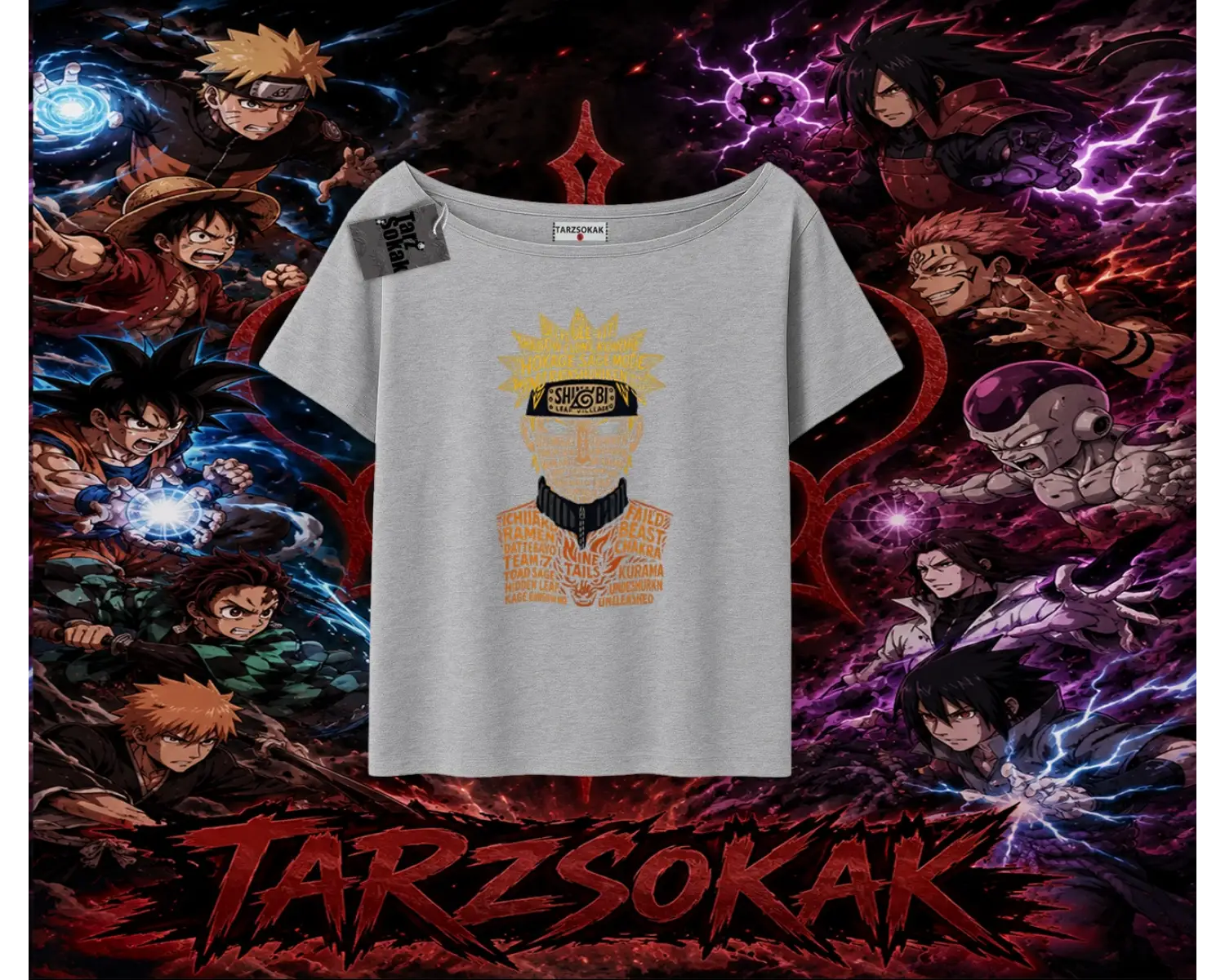 Naruto Uzumaki Premium Anime Kadın Kayık Yaka Tişört Beyaz