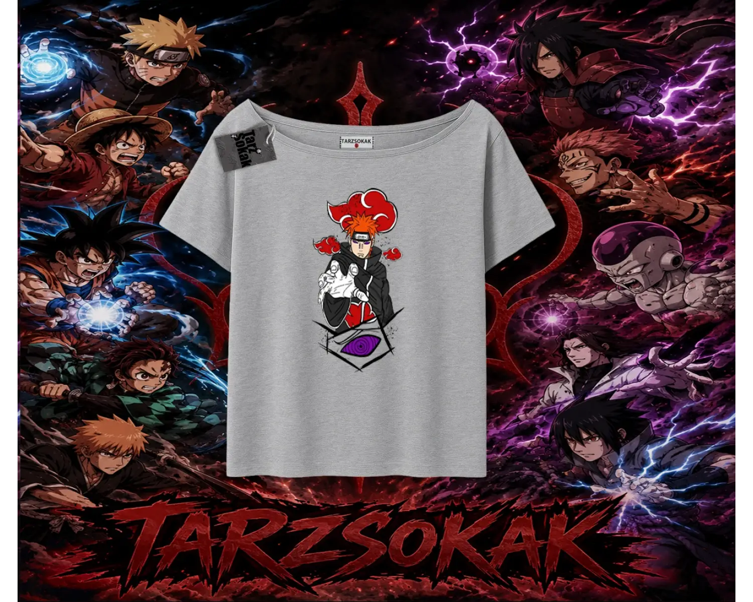 Naruto Uzumaki Premium Anime Kadın Kayık Yaka Tişört Beyaz