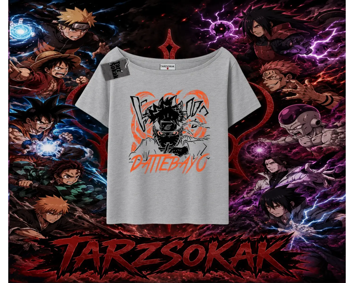 Naruto Uzumaki Premium Anime Kadın Kayık Yaka Tişört Beyaz