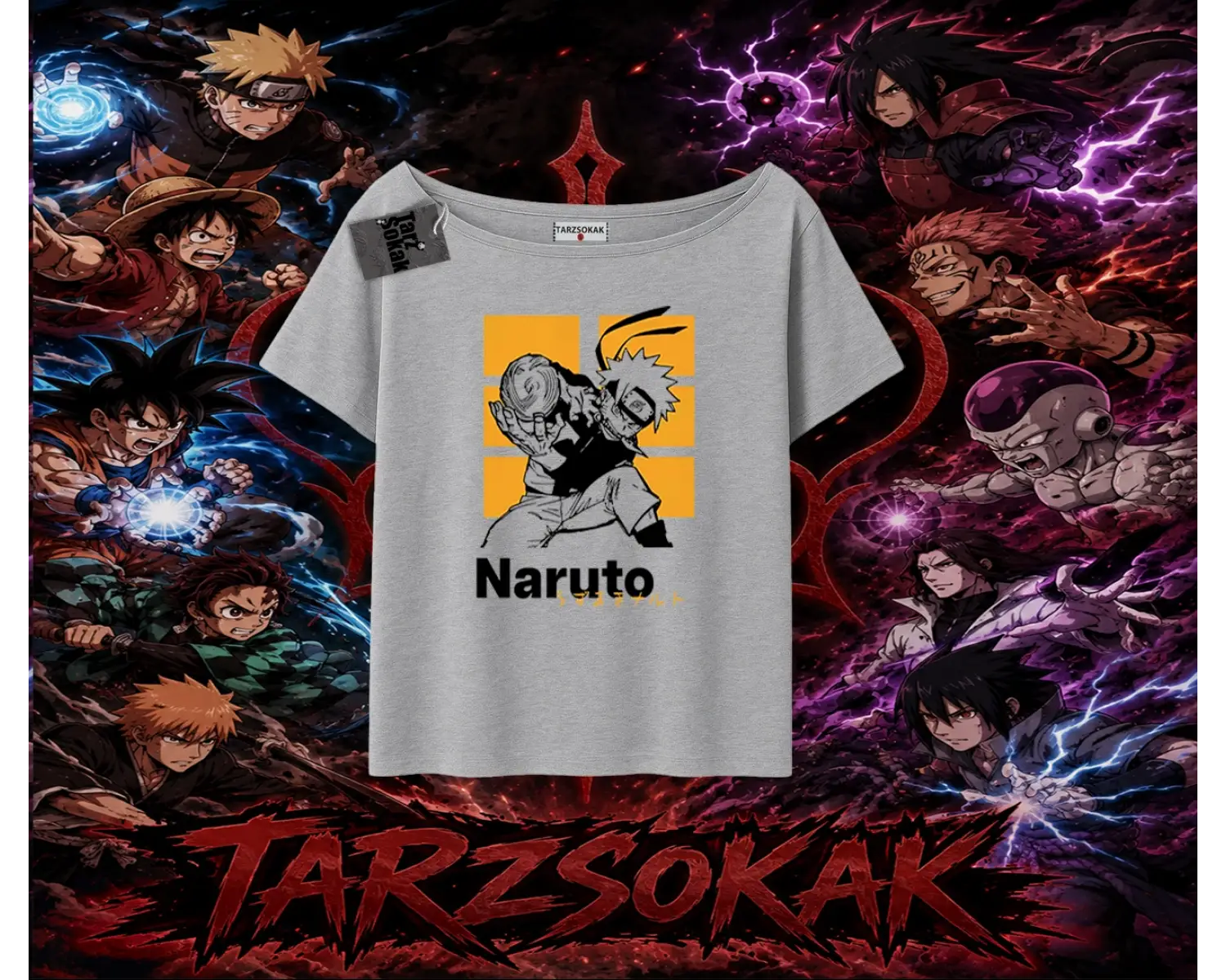 Naruto Uzumaki Premium Anime Kadın Kayık Yaka Tişört Beyaz