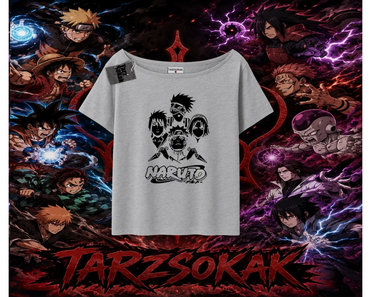 Naruto Uzumaki Premium Anime Kadın Kayık Yaka Tişört Beyaz