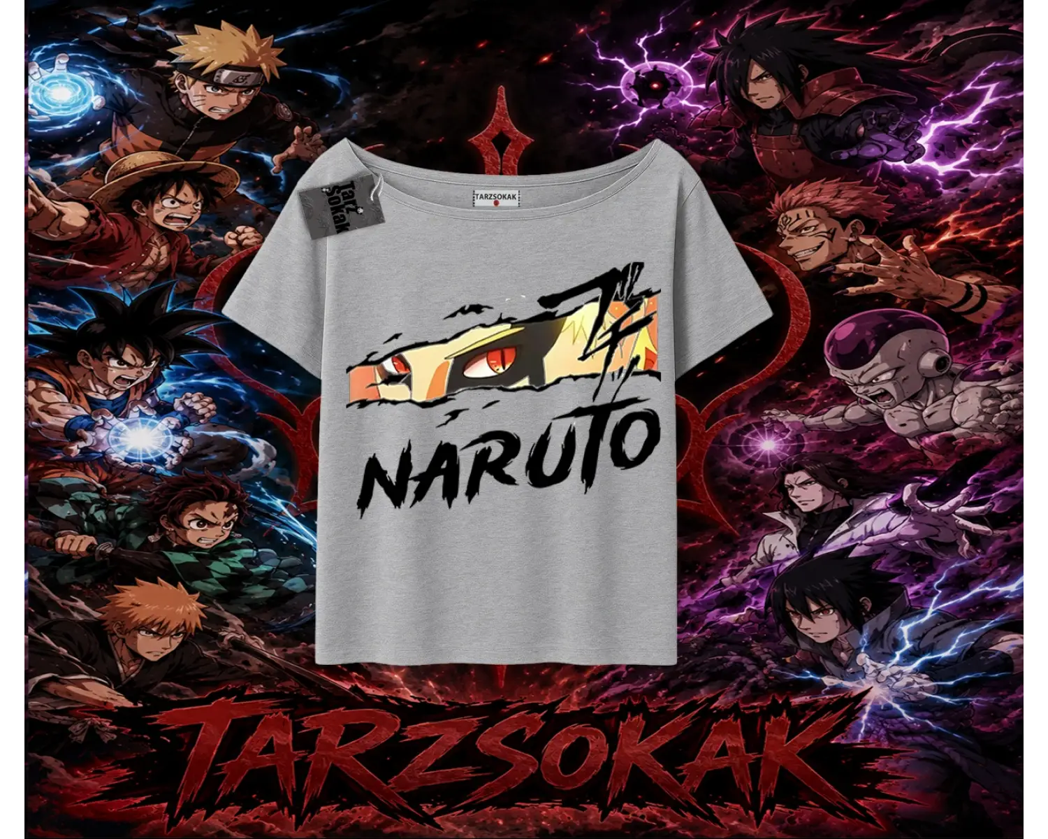 Naruto Uzumaki Premium Anime Kadın Kayık Yaka Tişört Beyaz