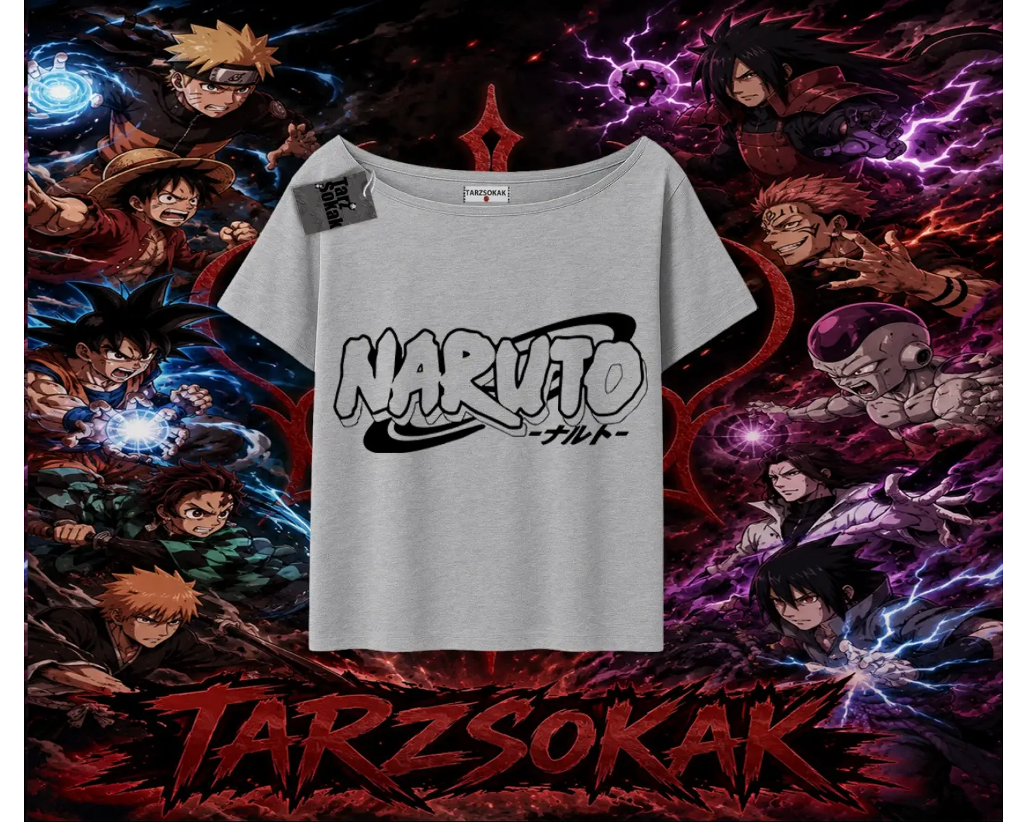 Naruto Uzumaki Premium Anime Kadın Kayık Yaka Tişört Beyaz