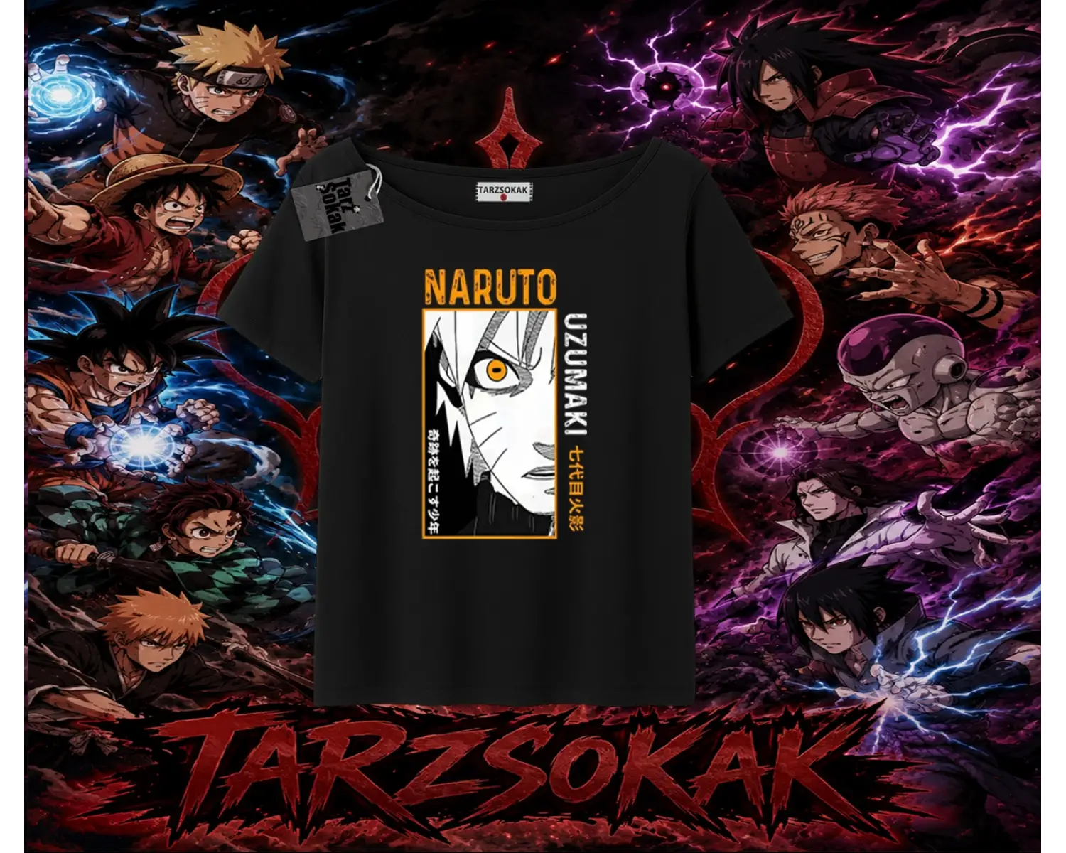 Naruto Uzumaki Premium Anime Kadın Kayık Yaka Tişört Beyaz