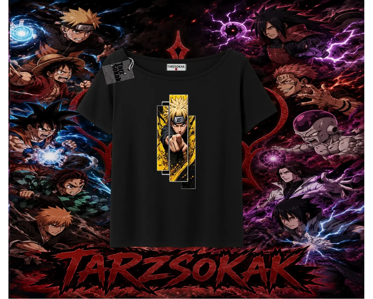 Naruto Uzumaki Premium Anime Kadın Kayık Yaka Tişört Beyaz