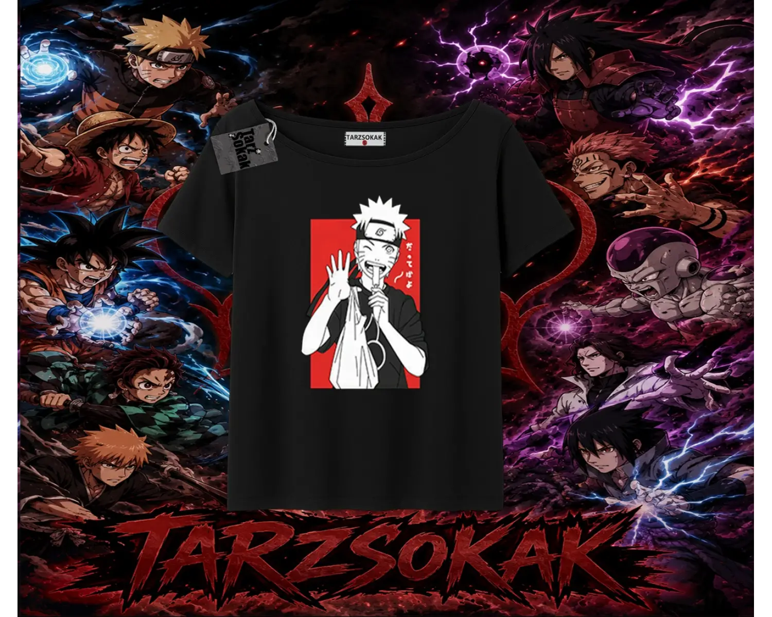 Naruto Uzumaki Premium Anime Kadın Kayık Yaka Tişört Beyaz