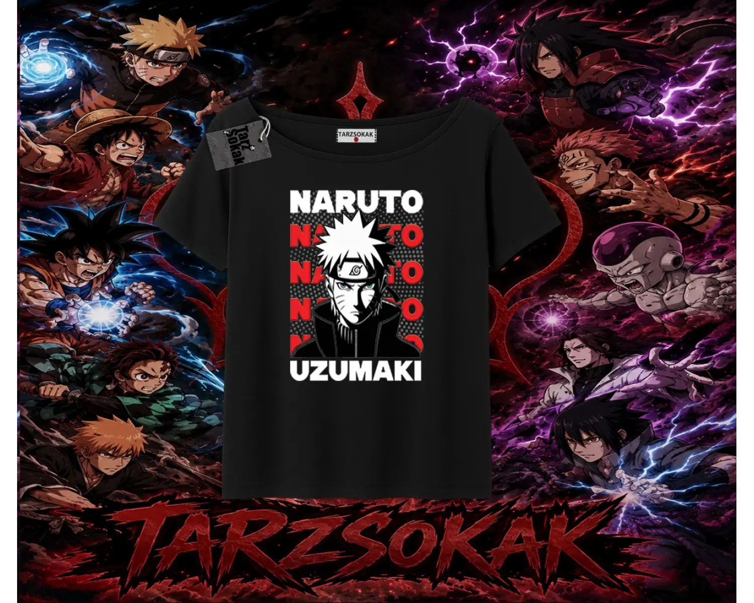 Naruto Uzumaki Premium Anime Kadın Kayık Yaka Tişört Beyaz