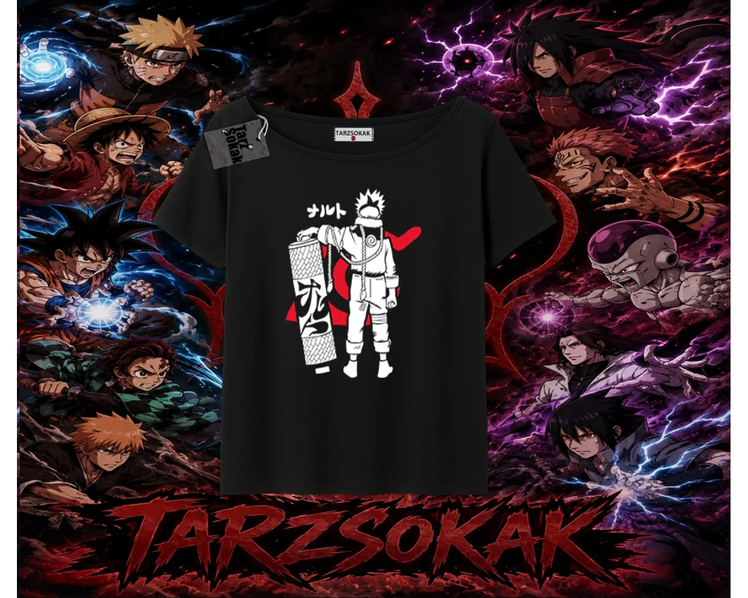 Naruto Uzumaki Premium Anime Kadın Kayık Yaka Tişört Beyaz