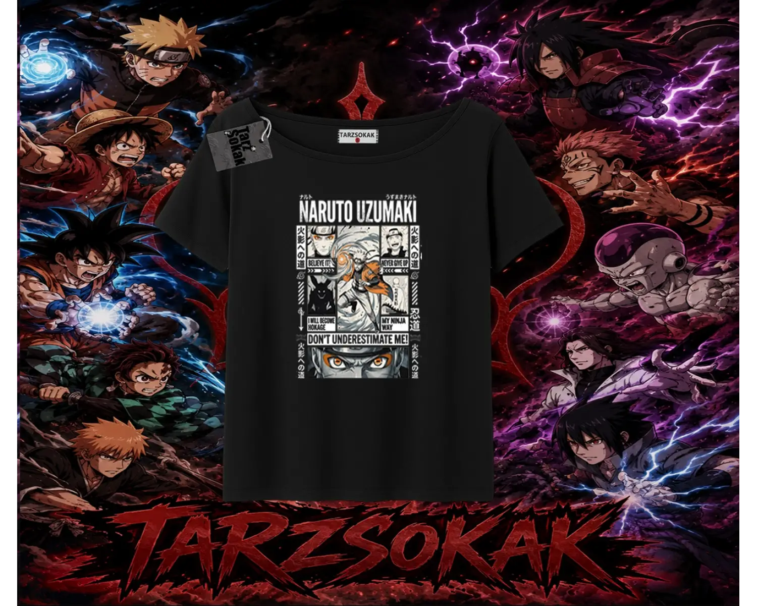 Naruto Uzumaki Premium Anime Kadın Kayık Yaka Tişört Beyaz