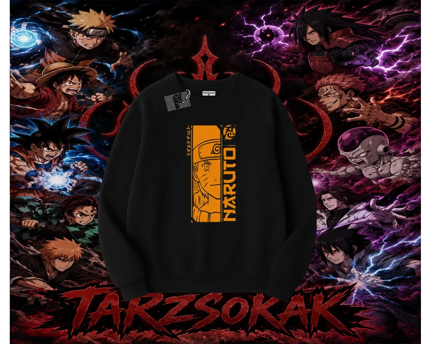 Naruto Uzumaki Premium Anime Oversize Unisex Bisiklet Yaka Sweatshirt Beyaz
