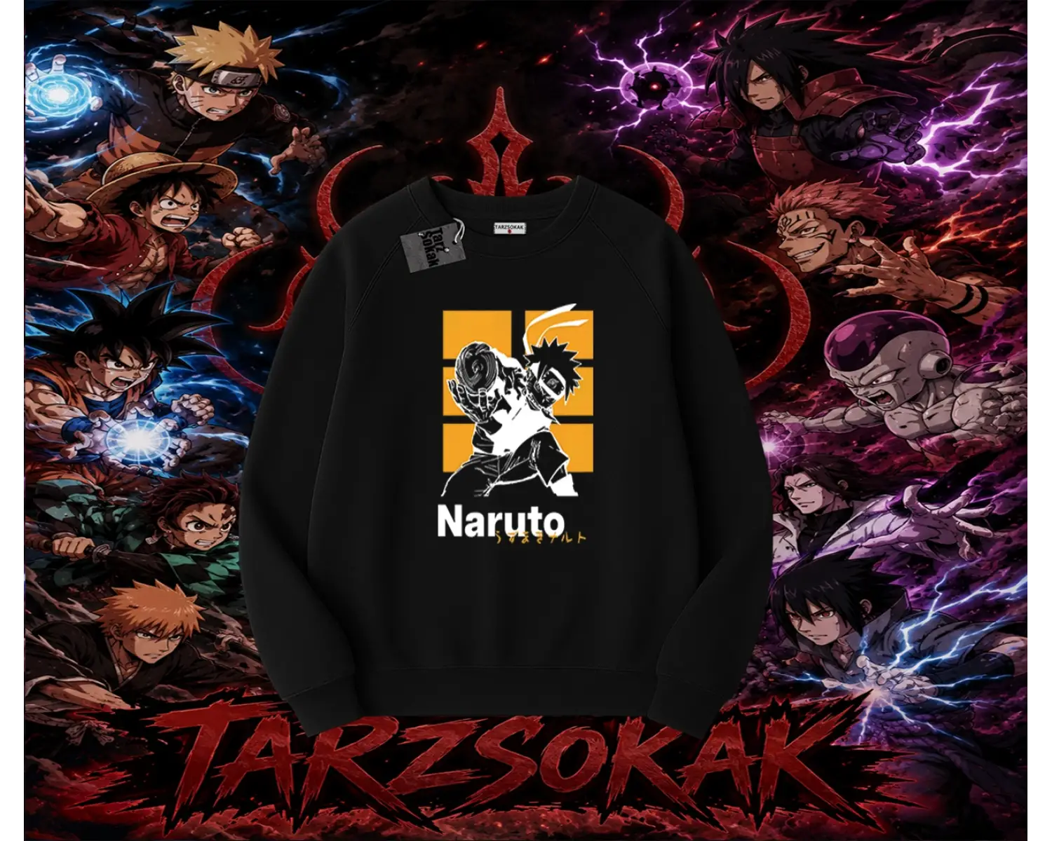 Naruto Uzumaki Premium Anime Oversize Unisex Bisiklet Yaka Sweatshirt Beyaz