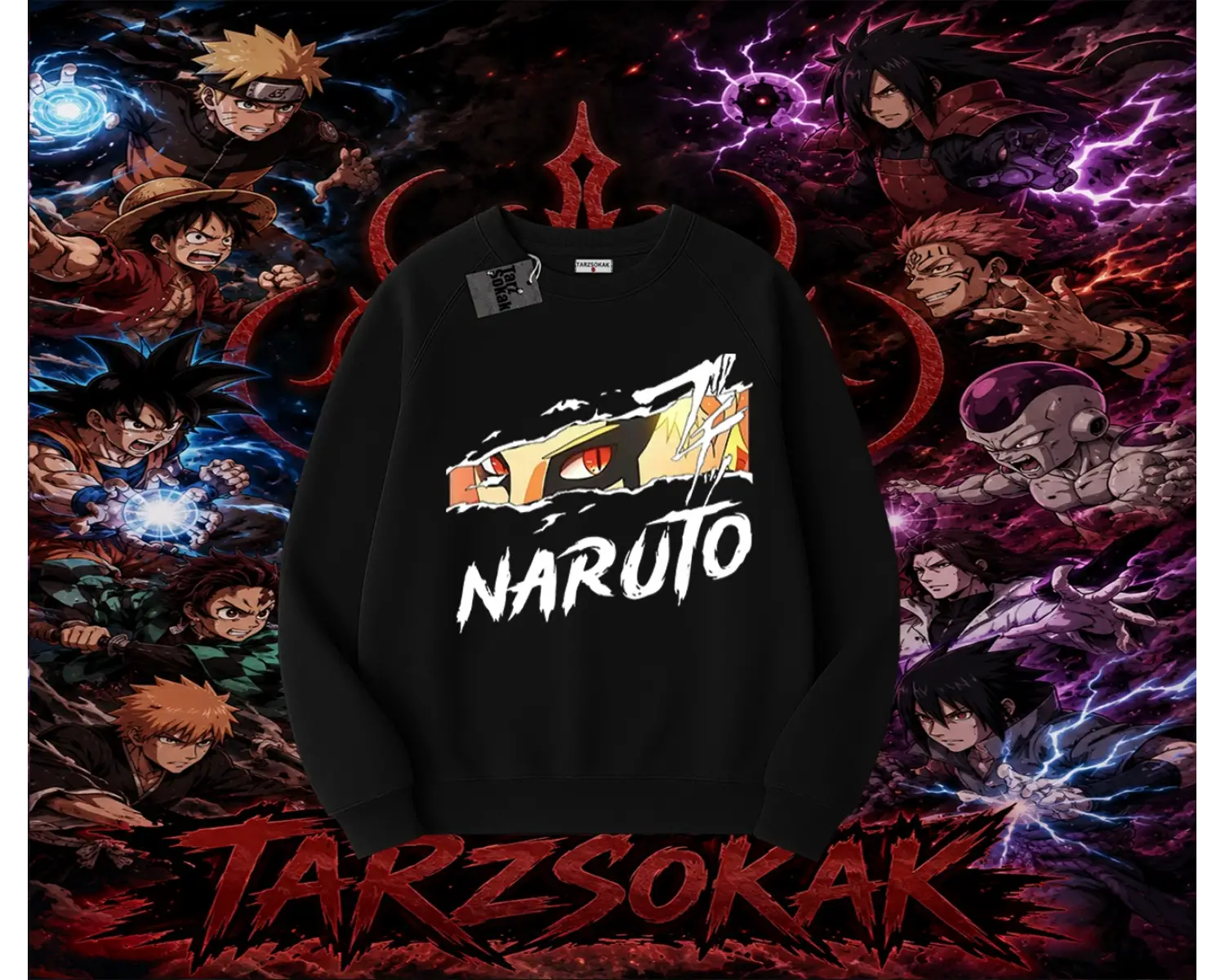 Naruto Uzumaki Premium Anime Oversize Unisex Bisiklet Yaka Sweatshirt Beyaz