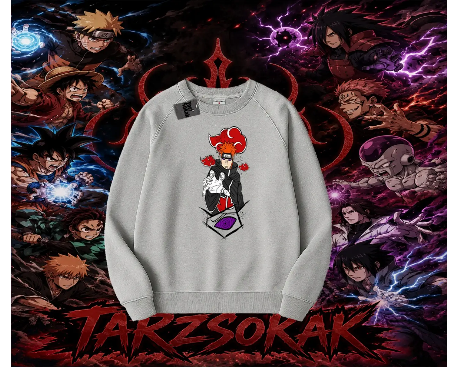 Naruto Uzumaki Premium Anime Oversize Unisex Bisiklet Yaka Sweatshirt Beyaz