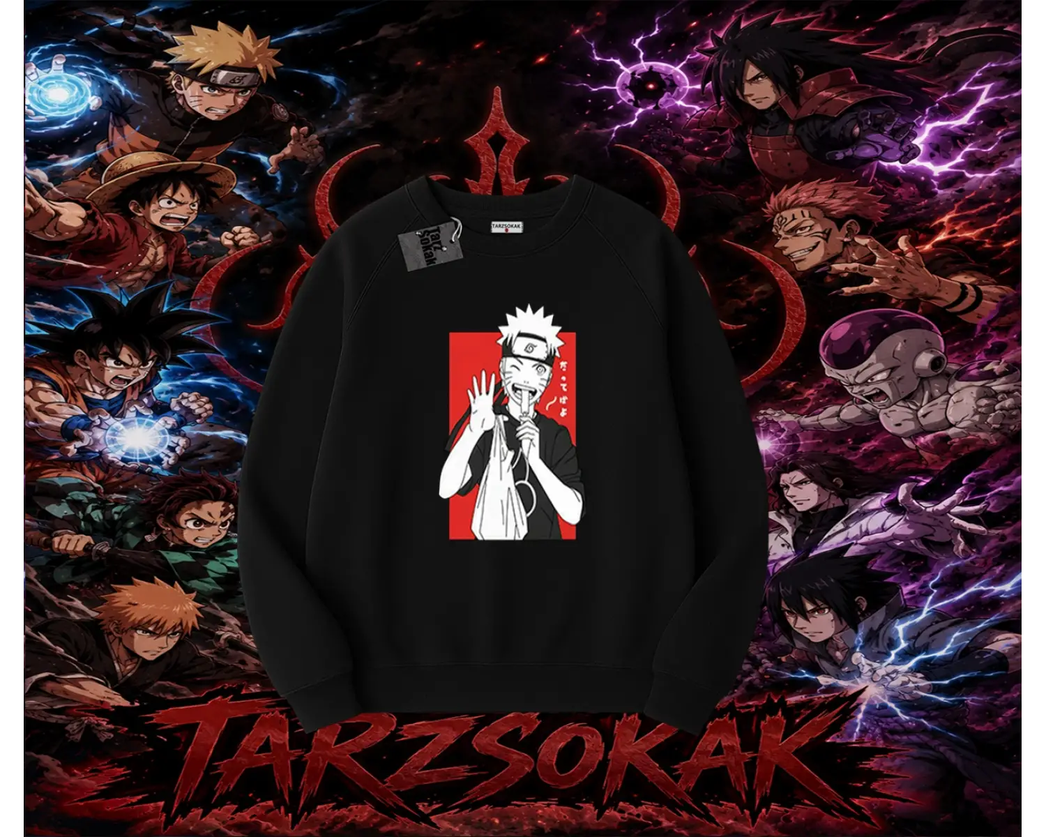 Naruto Uzumaki Premium Anime Oversize Unisex Bisiklet Yaka Sweatshirt Beyaz