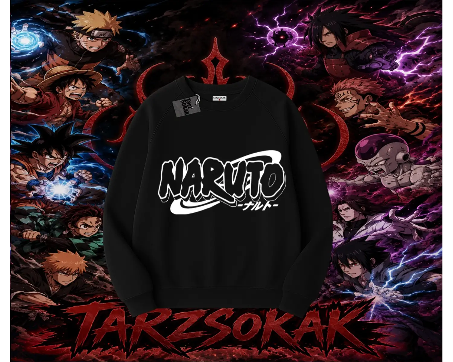 Naruto Uzumaki Premium Anime Oversize Unisex Bisiklet Yaka Sweatshirt Beyaz