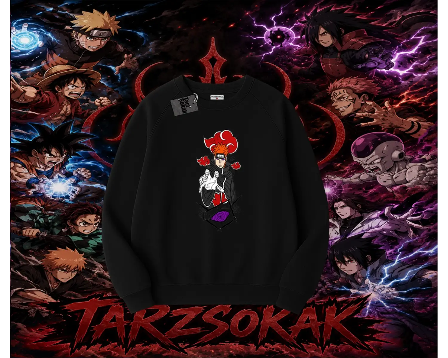 Naruto Uzumaki Premium Anime Oversize Unisex Bisiklet Yaka Sweatshirt Beyaz