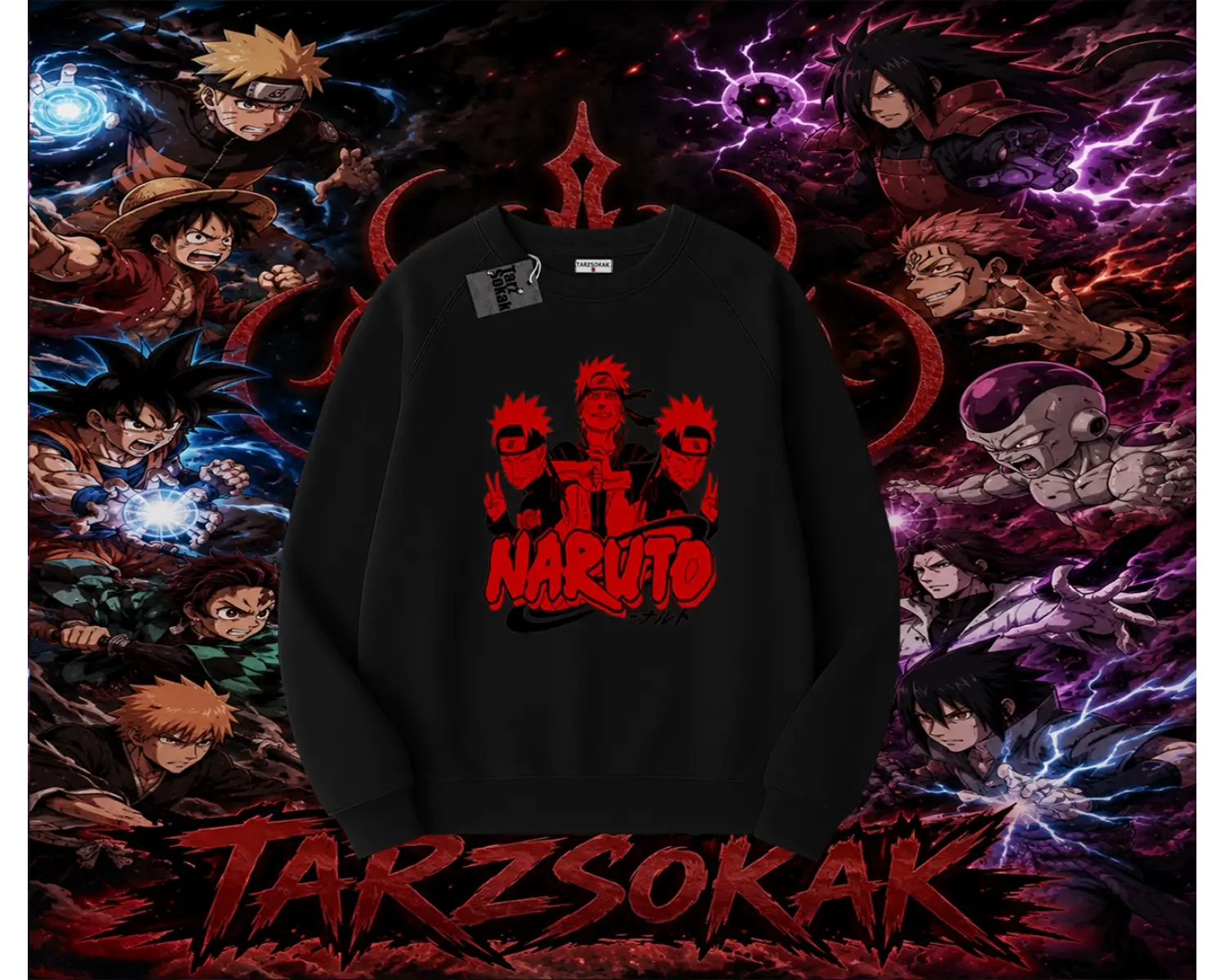 Naruto Uzumaki Premium Anime Oversize Unisex Bisiklet Yaka Sweatshirt Beyaz