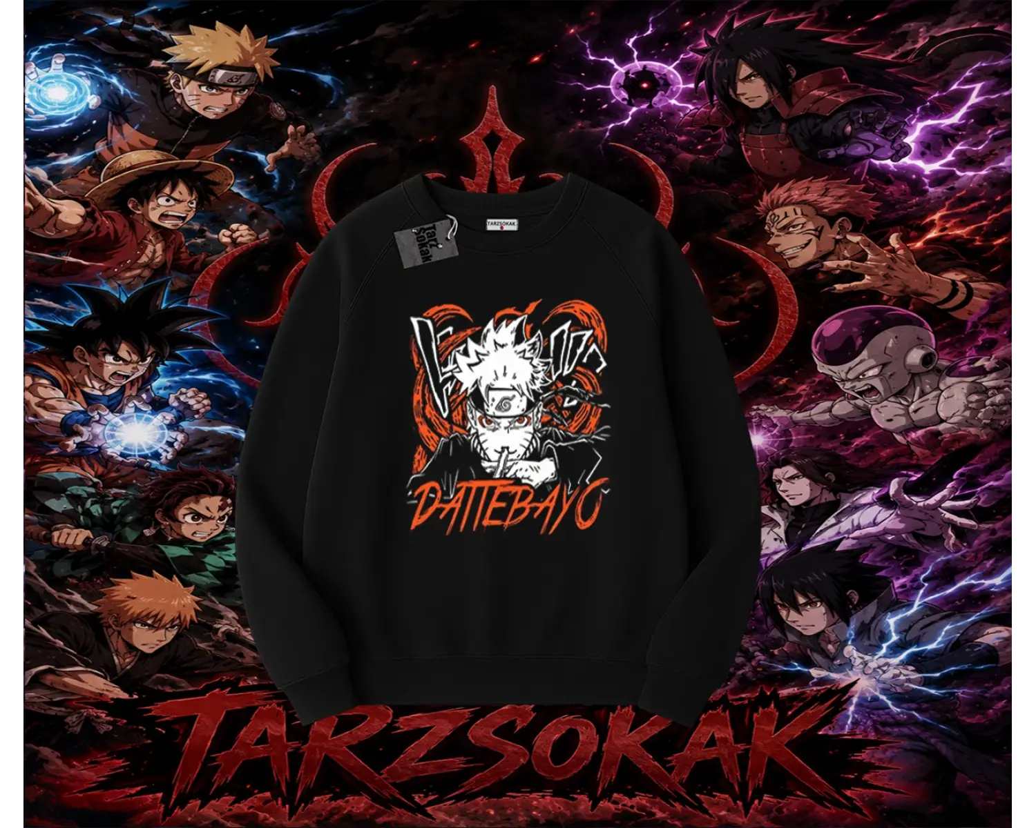 Naruto Uzumaki Premium Anime Oversize Unisex Bisiklet Yaka Sweatshirt Beyaz