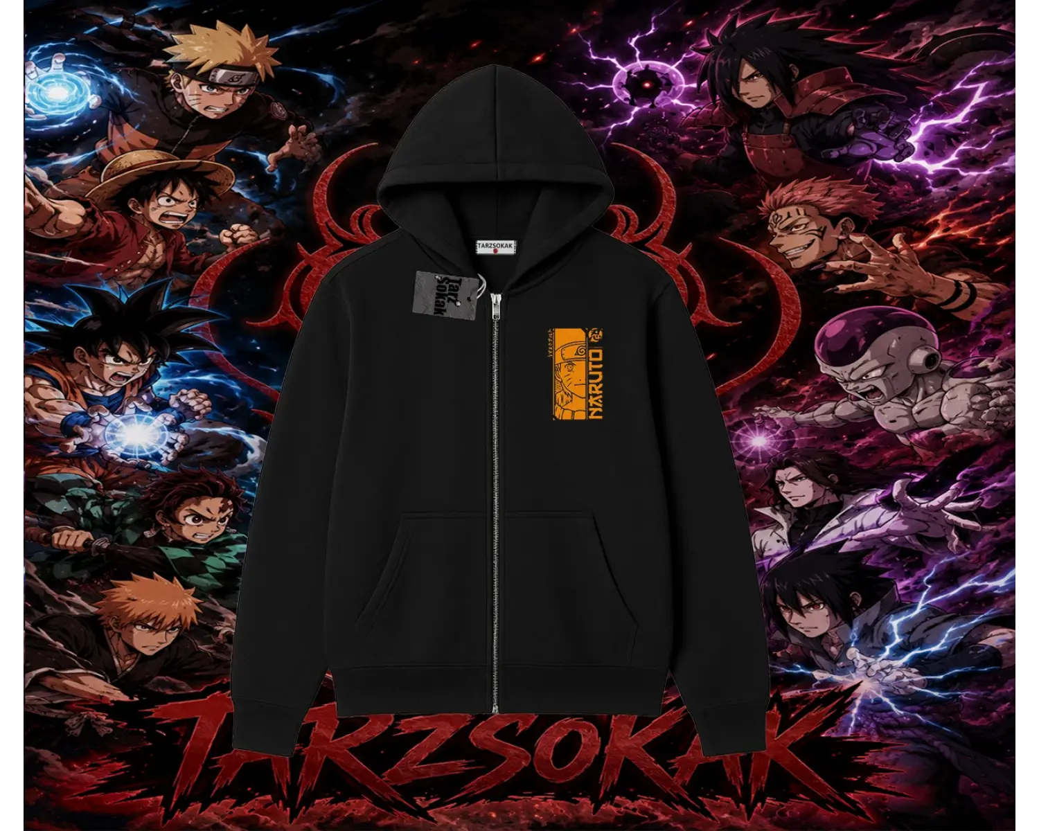 Naruto Uzumaki Premium Anime Oversize Unisex Hırka & Çeket Fermuarlı Sweatshirt Beyaz