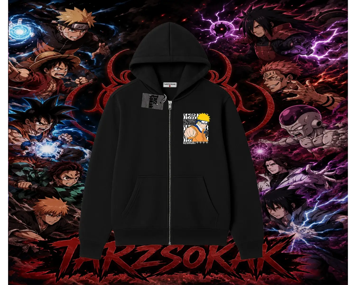 Naruto Uzumaki Premium Anime Oversize Unisex Hırka & Çeket Fermuarlı Sweatshirt Beyaz