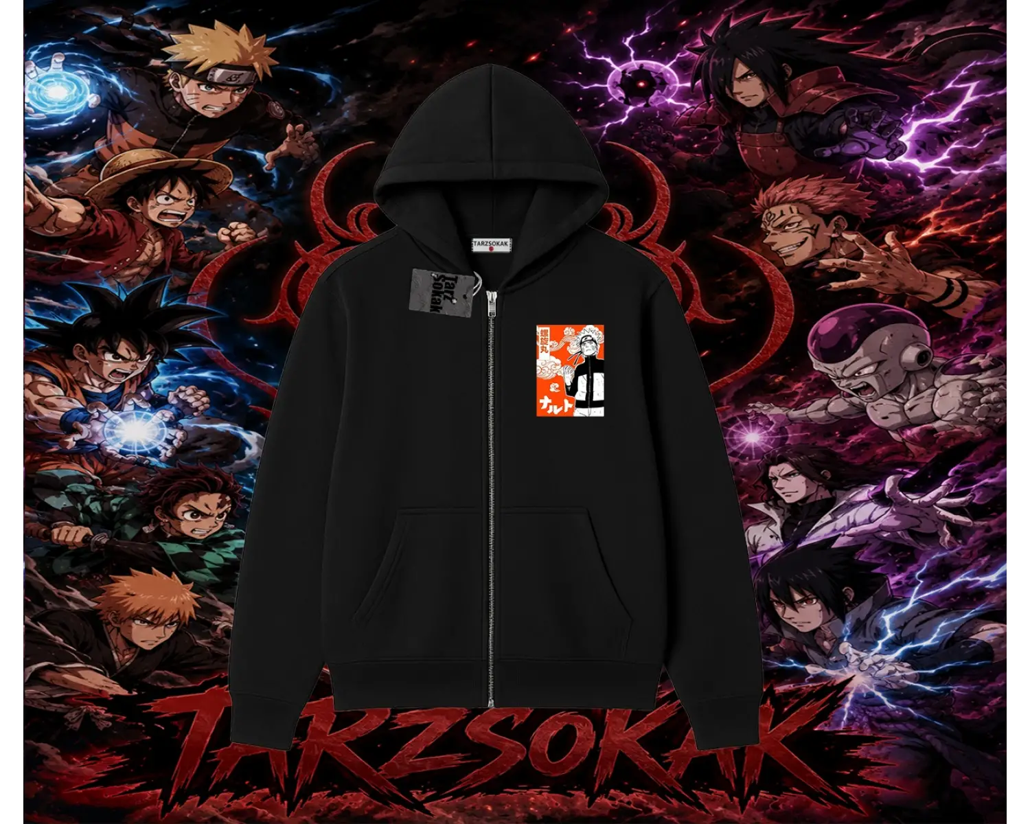 Naruto Uzumaki Premium Anime Oversize Unisex Hırka & Çeket Fermuarlı Sweatshirt Beyaz