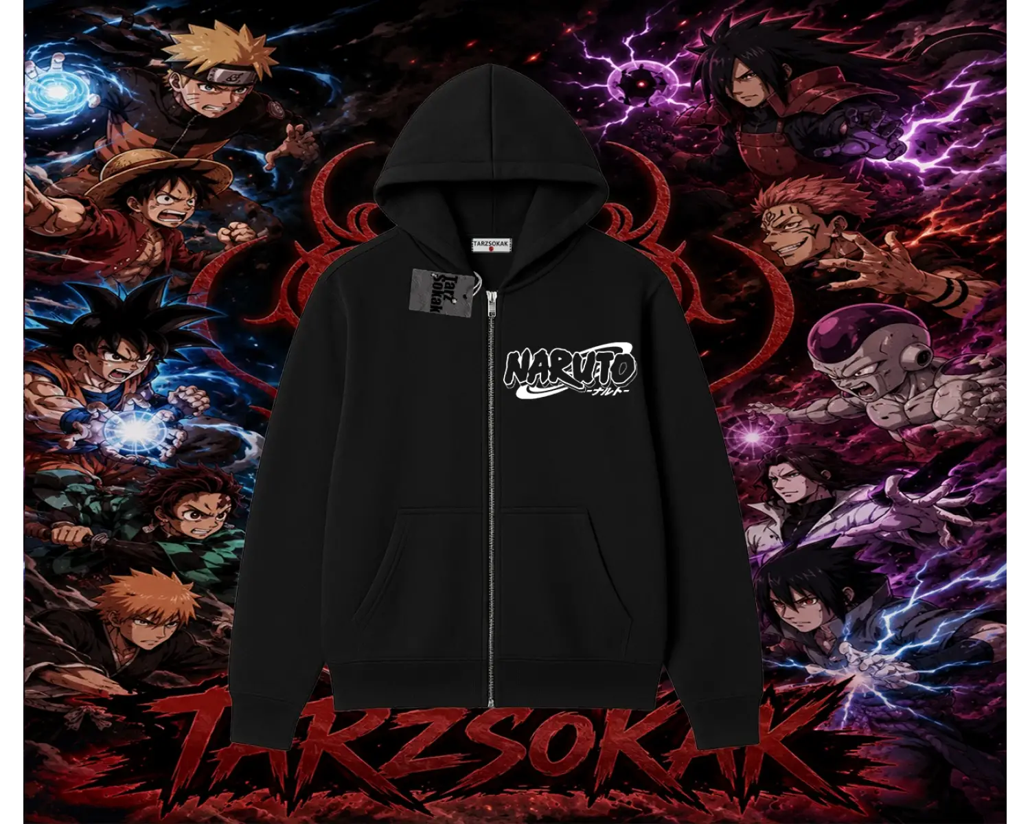 Naruto Uzumaki Premium Anime Oversize Unisex Hırka & Çeket Fermuarlı Sweatshirt Beyaz