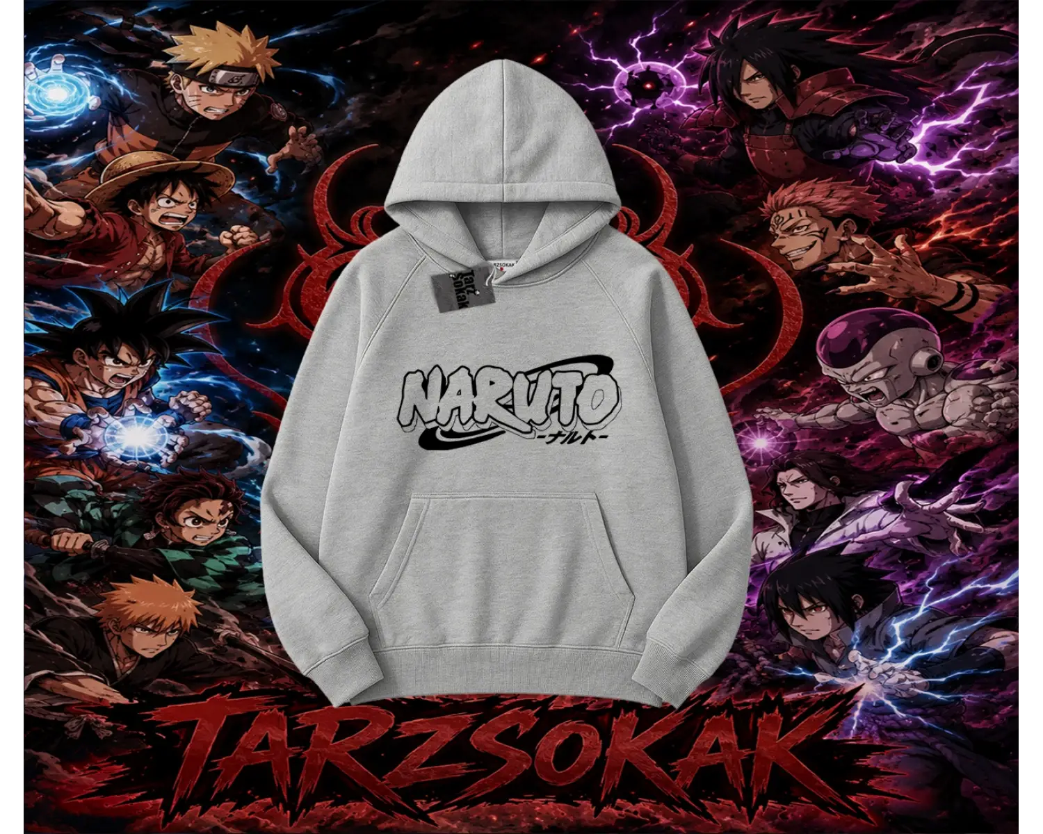 Naruto Uzumaki Premium Anime Oversize Unisex Kapşonlu Sweatshirt Beyaz