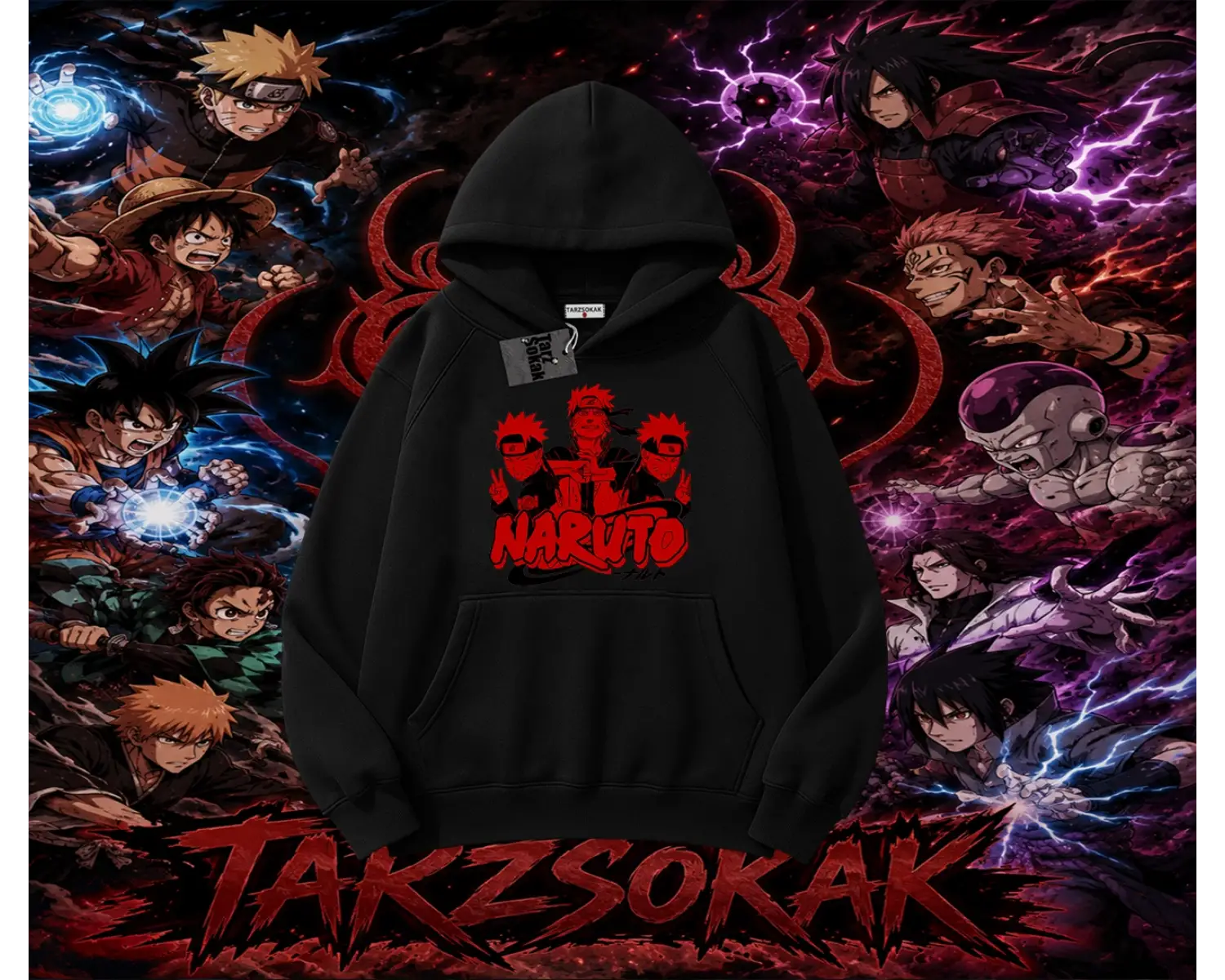 Naruto Uzumaki Premium Anime Oversize Unisex Kapşonlu Sweatshirt Beyaz