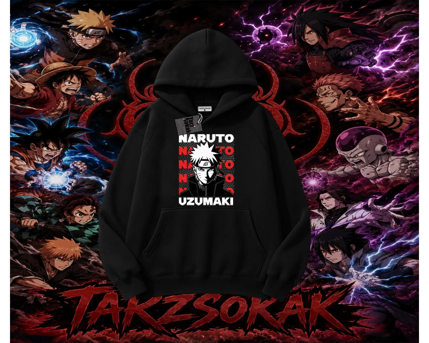 Naruto Uzumaki Premium Anime Oversize Unisex Kapşonlu Sweatshirt Beyaz