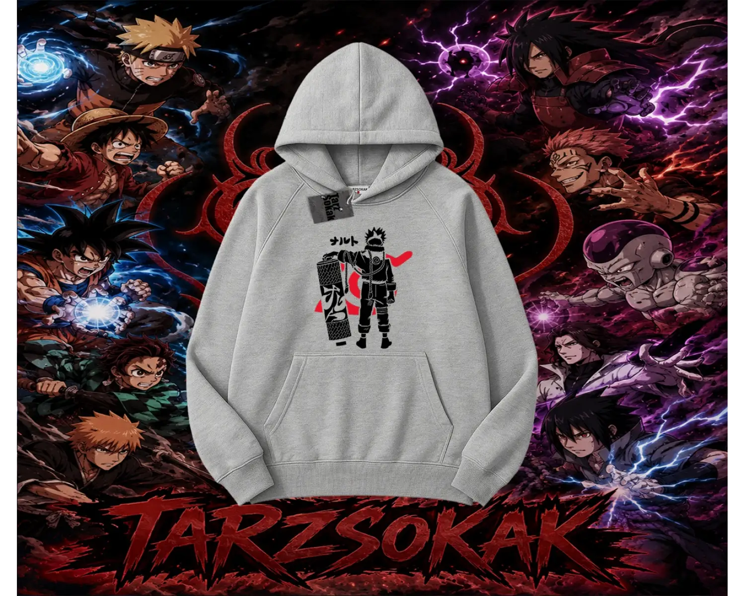 Naruto Uzumaki Premium Anime Oversize Unisex Kapşonlu Sweatshirt Beyaz