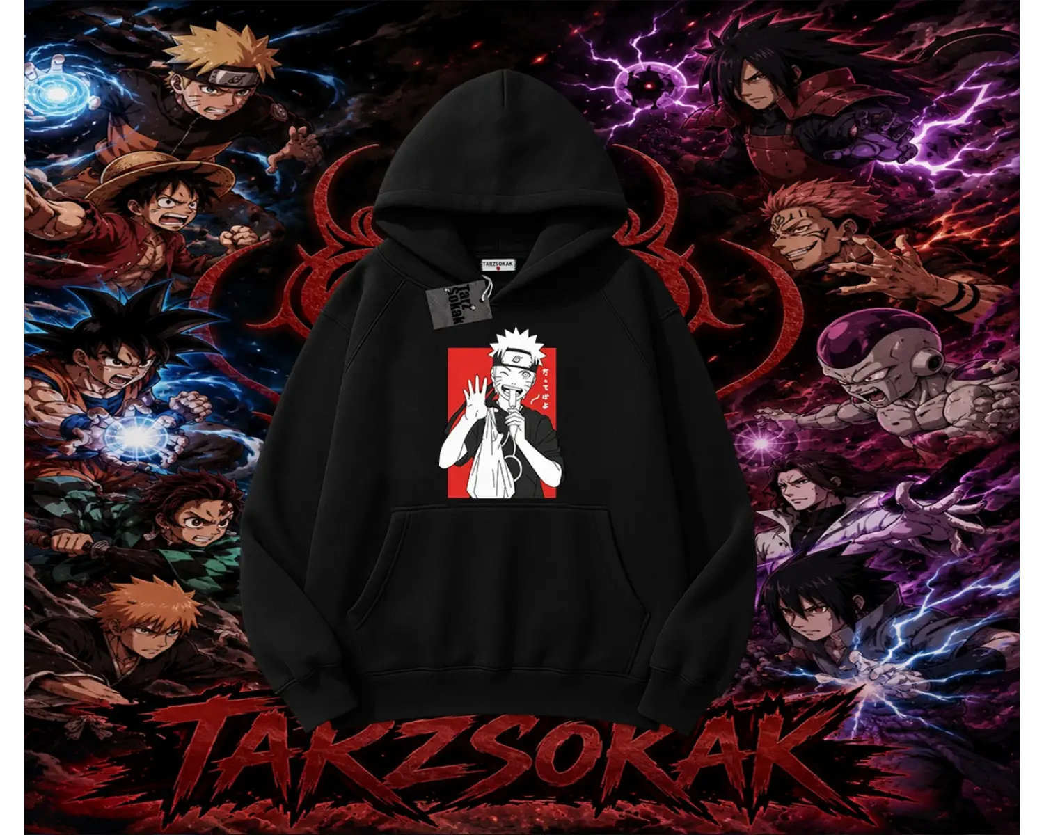 Naruto Uzumaki Premium Anime Oversize Unisex Kapşonlu Sweatshirt Beyaz