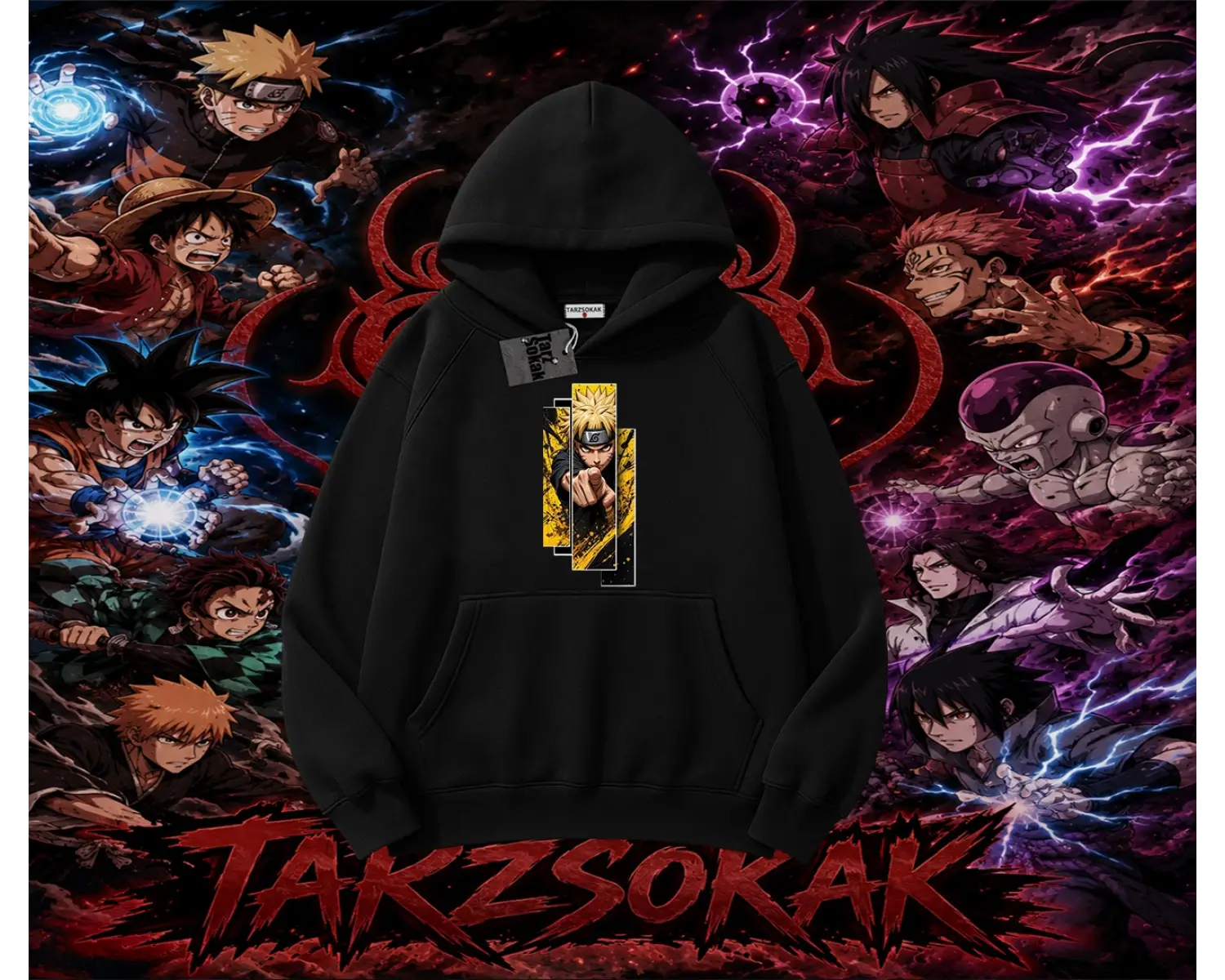 Naruto Uzumaki Premium Anime Oversize Unisex Kapşonlu Sweatshirt Beyaz