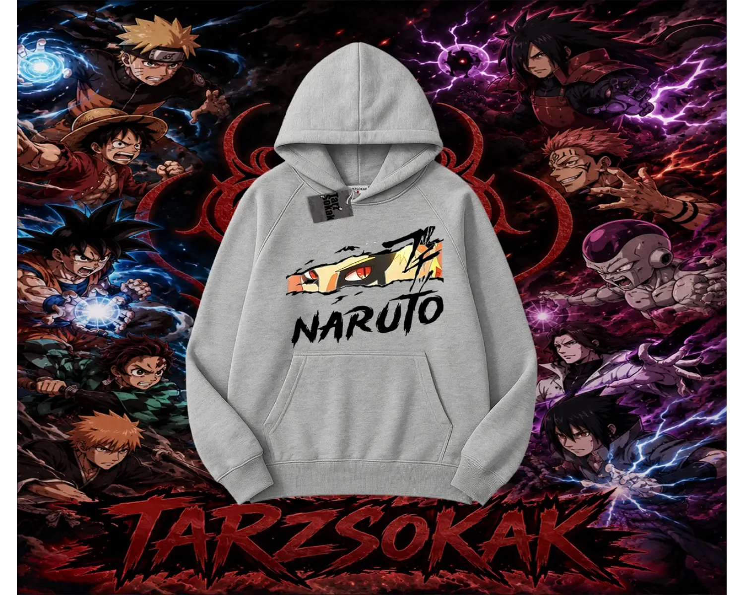 Naruto Uzumaki Premium Anime Oversize Unisex Kapşonlu Sweatshirt Beyaz