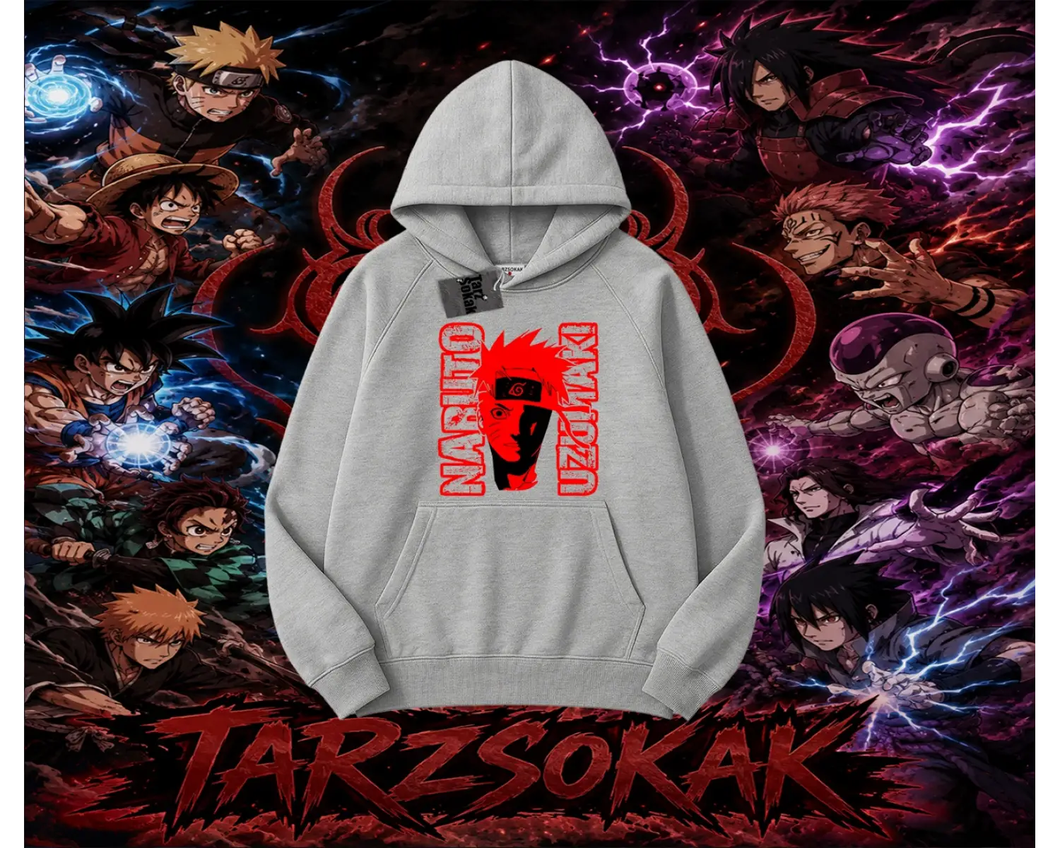 Naruto Uzumaki Premium Anime Oversize Unisex Kapşonlu Sweatshirt Beyaz