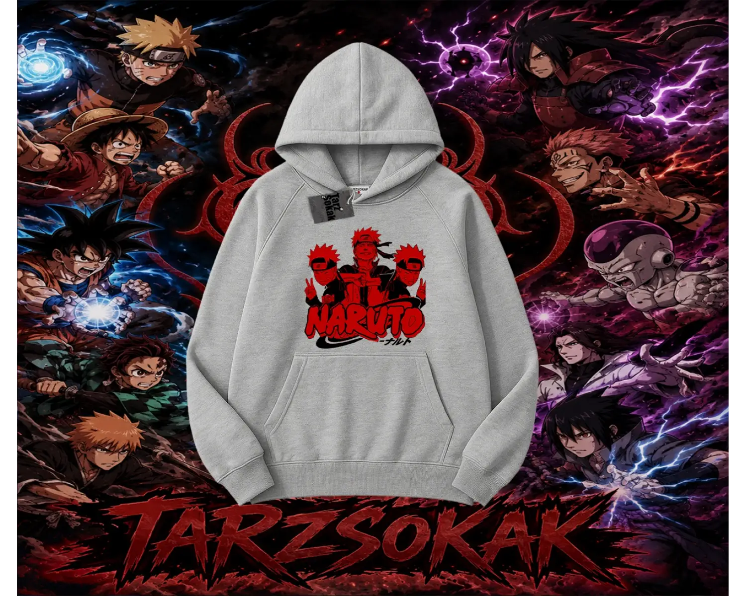 Naruto Uzumaki Premium Anime Oversize Unisex Kapşonlu Sweatshirt Beyaz