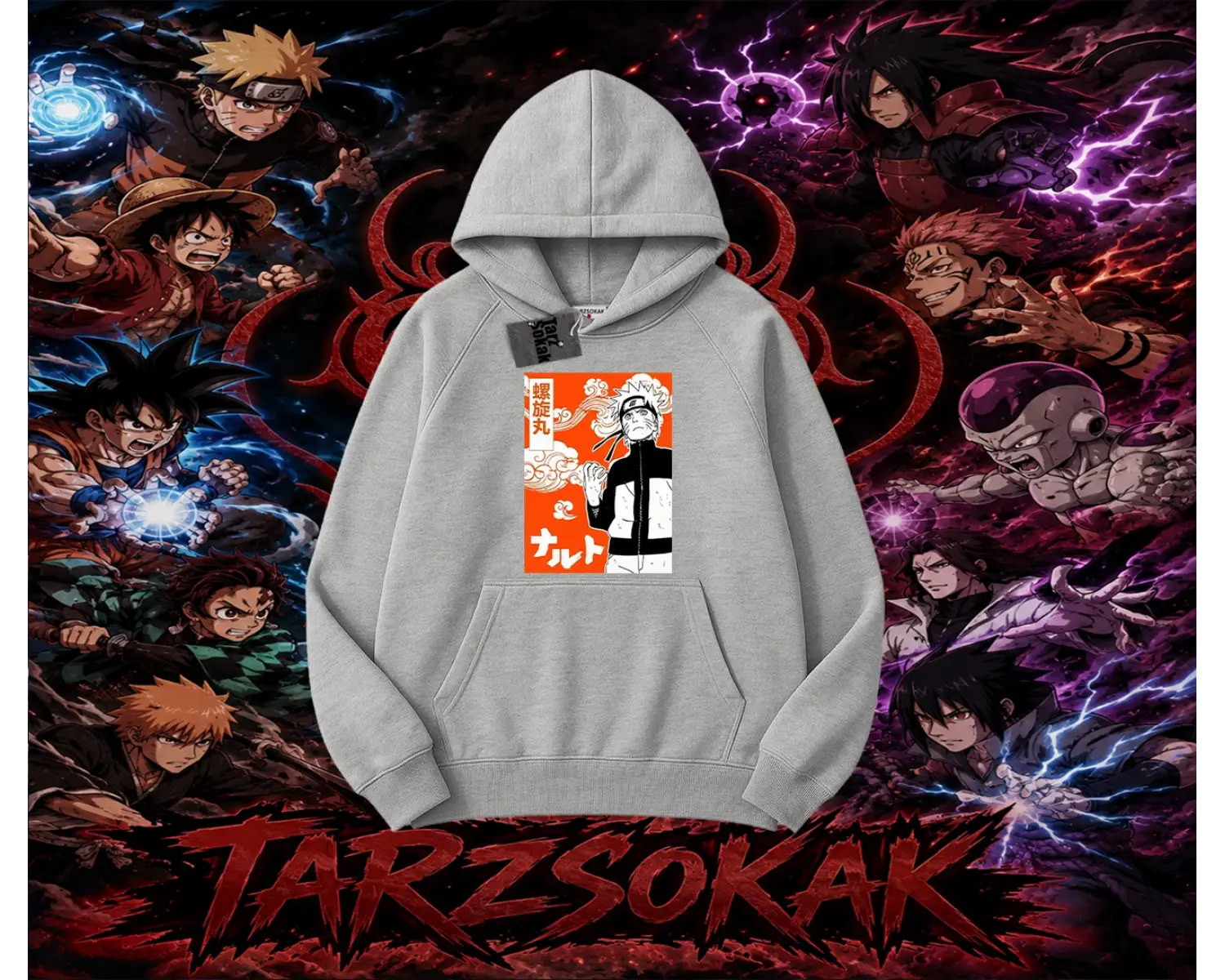 Naruto Uzumaki Premium Anime Oversize Unisex Kapşonlu Sweatshirt Beyaz