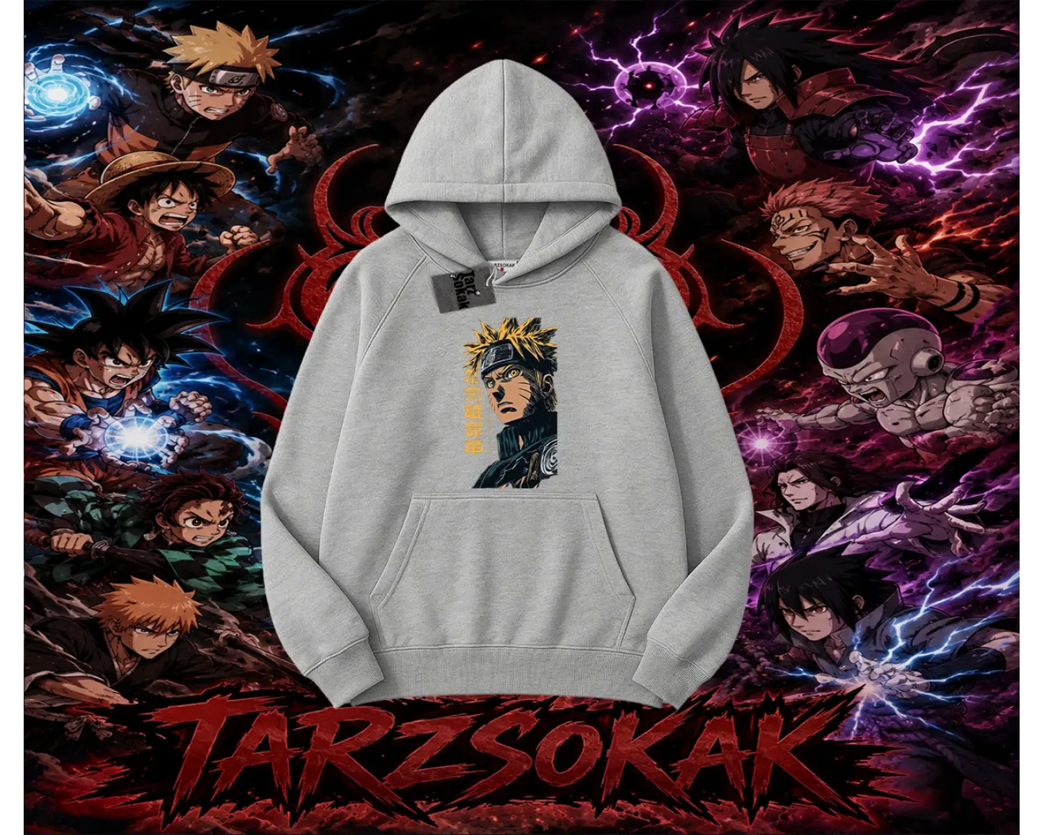 Naruto Uzumaki Premium Anime Oversize Unisex Kapşonlu Sweatshirt Beyaz